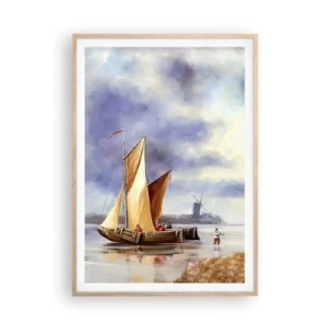 Plakat i ramme af lyst egetræ - Sømændenes tilbagevenden - 70x100 cm