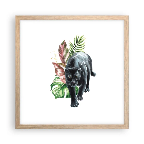 Plakat i ramme af lyst egetræ - Vild i hjertet - 40x40 cm