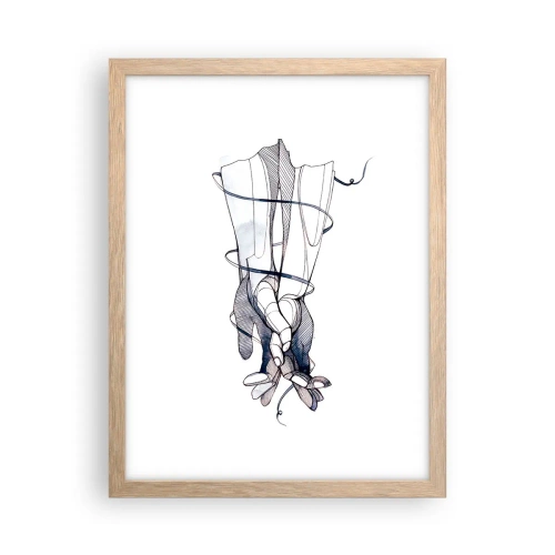 Plakat i ramme af lyst egetræ - En undersøgelse af berøring - 30x40 cm