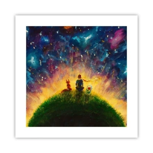 Plakat - Kærlighed og venskab - hele verden - 40x40 cm