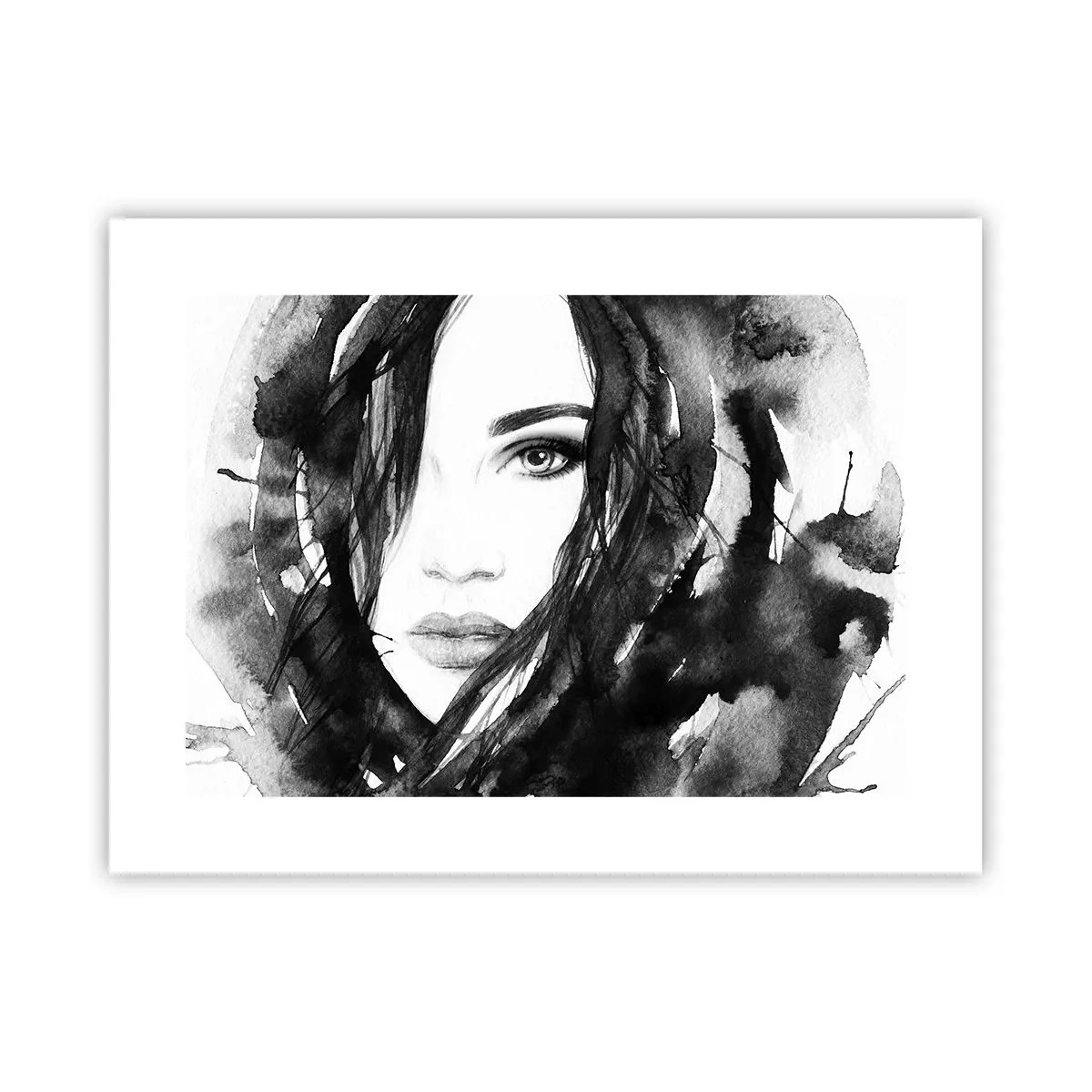 Plakat - Portræt af en dame i sort og hvidt - 40x30 cm