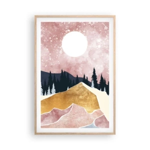 Plakat i ramme af lyst egetræ - Nattevagt - 61x91 cm