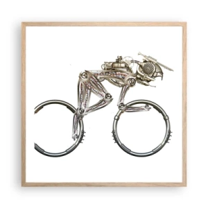 Plakat i ramme af lyst egetræ - En fantastisk maskine - 60x60 cm