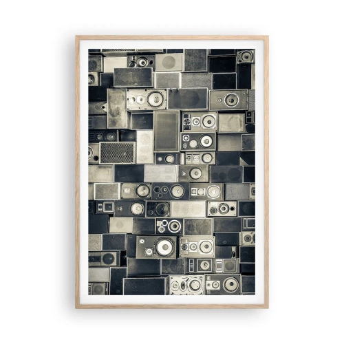 Plakat i ramme af lyst egetræ - Og alt er i orden - 70x100 cm