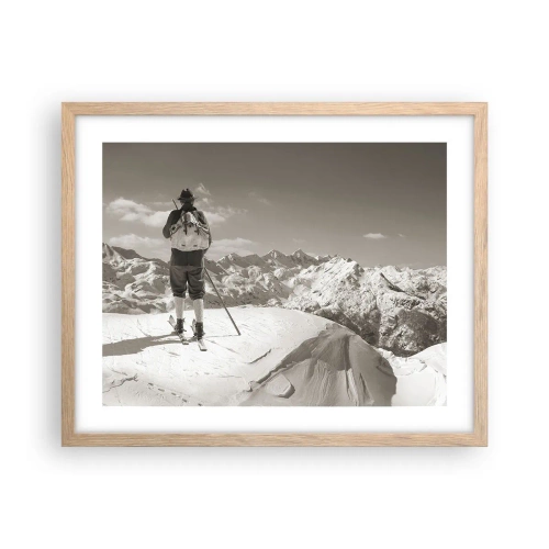 Plakat i ramme af lyst egetræ - Og bjergene er de samme - 50x40 cm