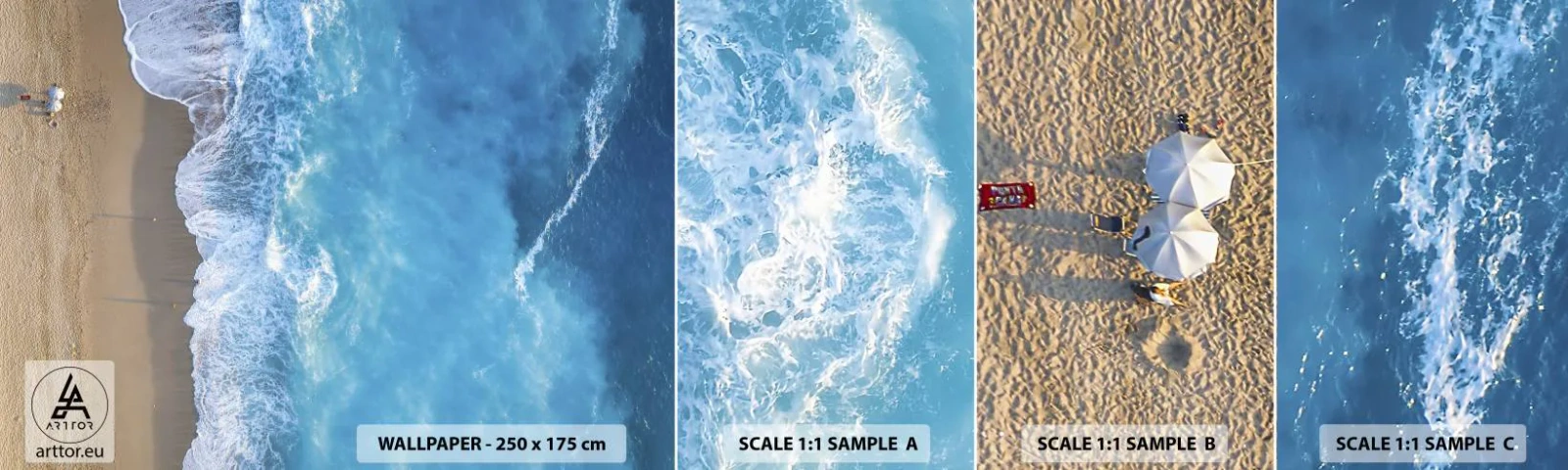 Fototapet Prøve Standard Eco - Den blå kraft - Landskab, Strand, Hav - 100x30 cm