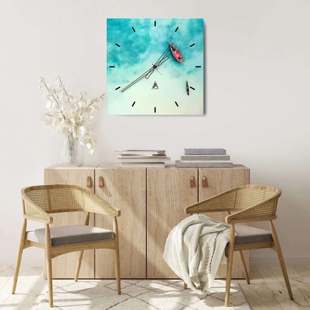 Vægur, Uret - For på Zanzibars strande, når det overskydende vand... - 40x40 cm