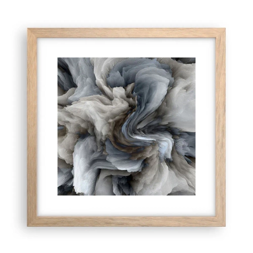 Plakat i ramme af lyst egetræ - Sten og blomst - 30x30 cm