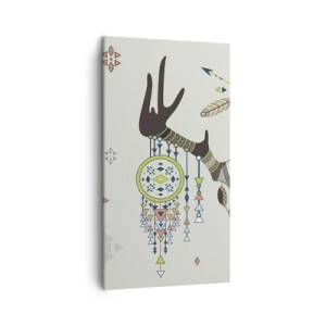 Lærredstryk - Billede på lærred - Indiansk jægers trofæ - 45x80 cm