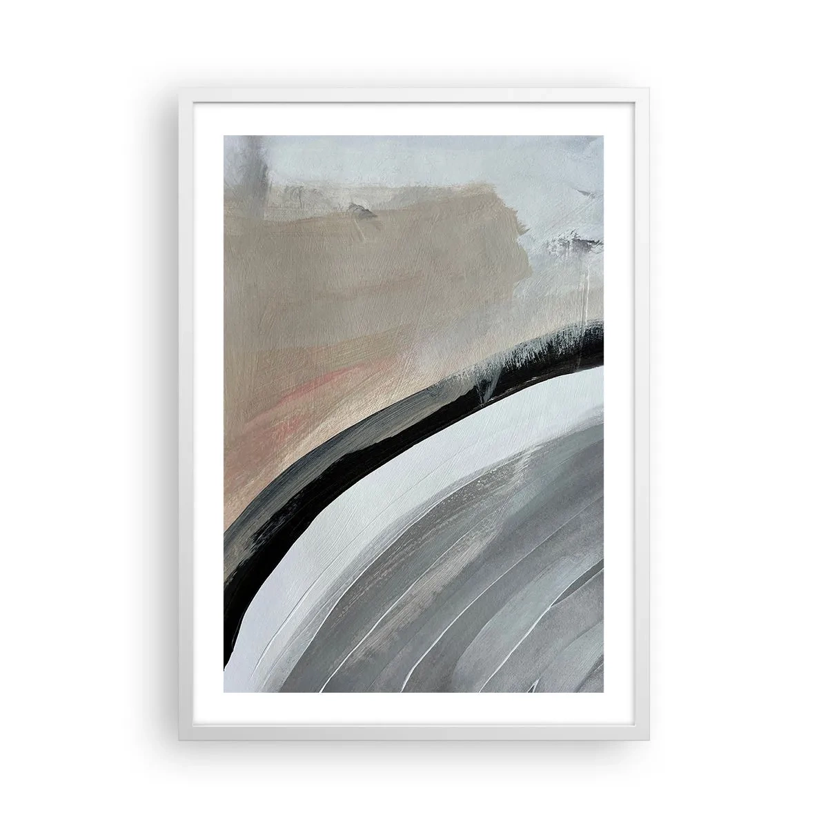 Plakat i hvid ramme - Komposition: en bue af sort og gråt - 50x70 cm