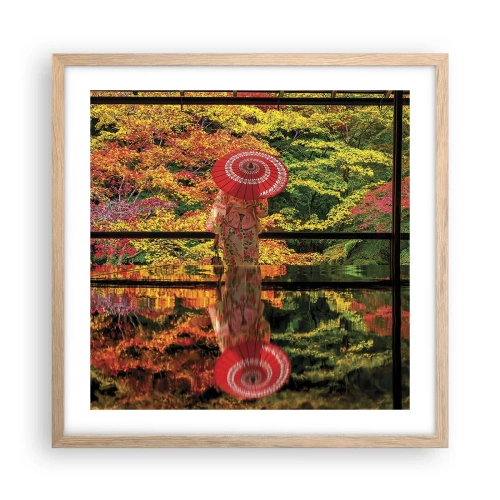 Plakat i ramme af lyst egetræ - I naturens tempel - 50x50 cm