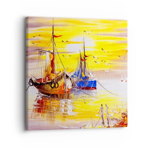 Lærredstryk - Billede på lærred - Et velfortjent hvil i havnen - 30x30 cm