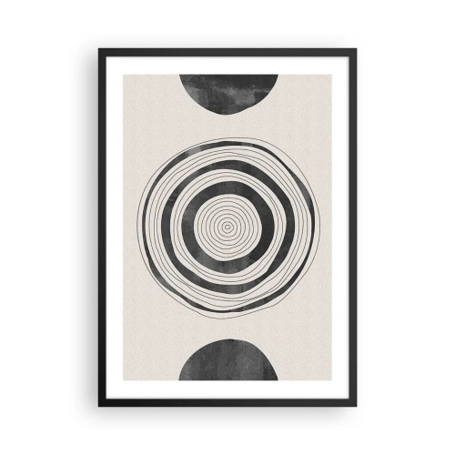Plakat i sort ramme - En minimalistisk komposition af geometriske cirkler - 50x70cm - Det vigtige er det, der er imellem - Moderne vægdekoration til stue og soveværelse ARTTOR