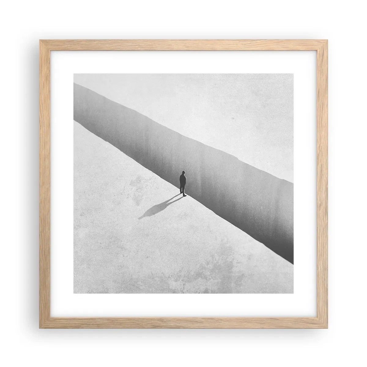 Plakat i ramme af lyst egetræ - Lys destination - 40x40 cm