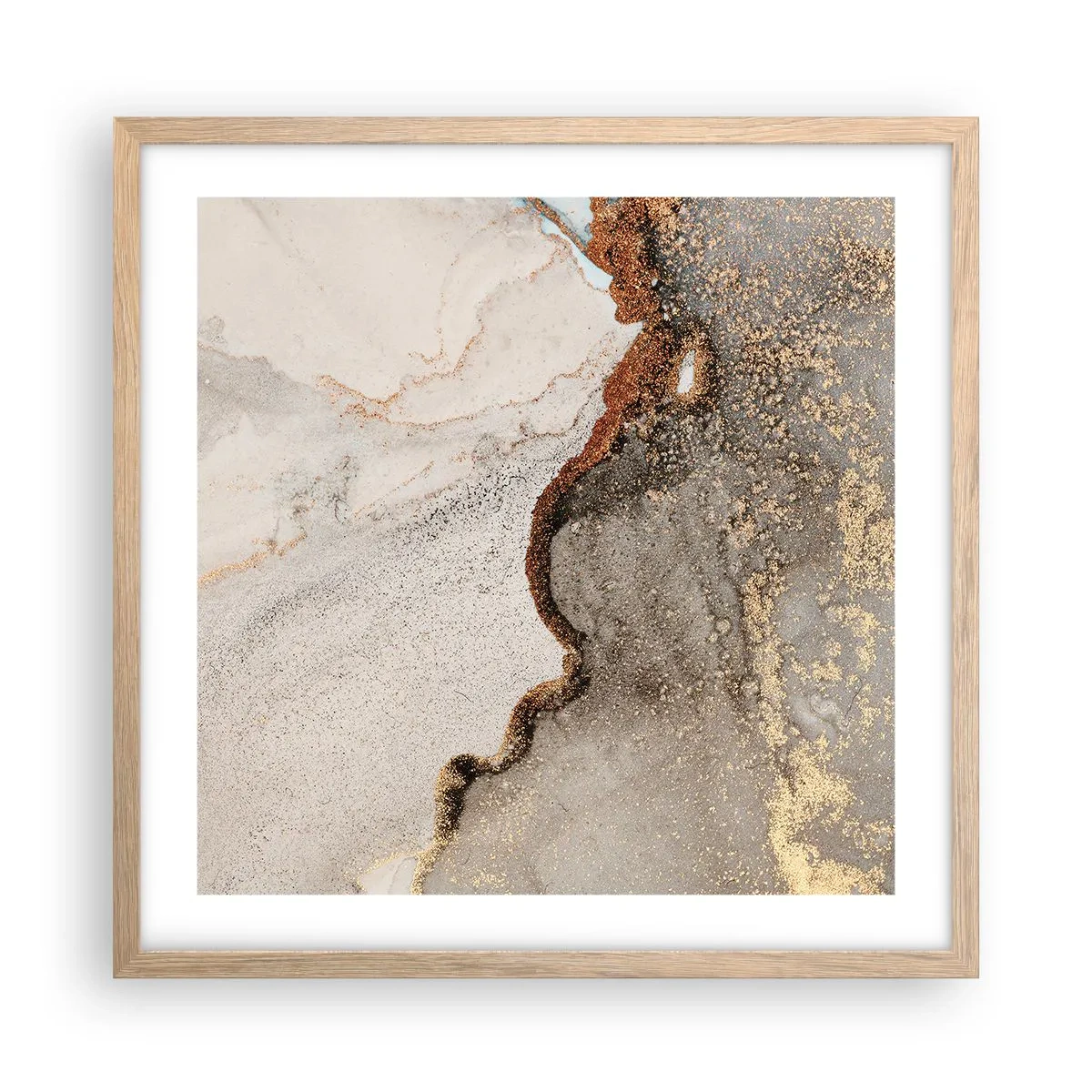 Plakat i ramme af lyst egetræ - På farvegrænsen - 50x50 cm