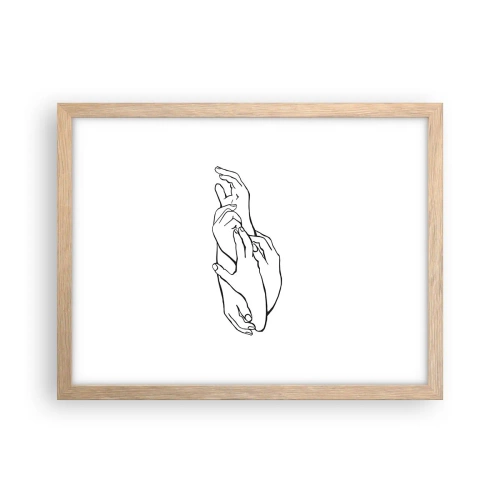 Plakat i ramme af lyst egetræ - God berøring - 40x30 cm