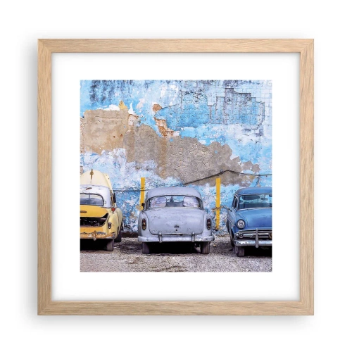 Plakat i ramme af lyst egetræ - Møde for veteraner - 30x30 cm