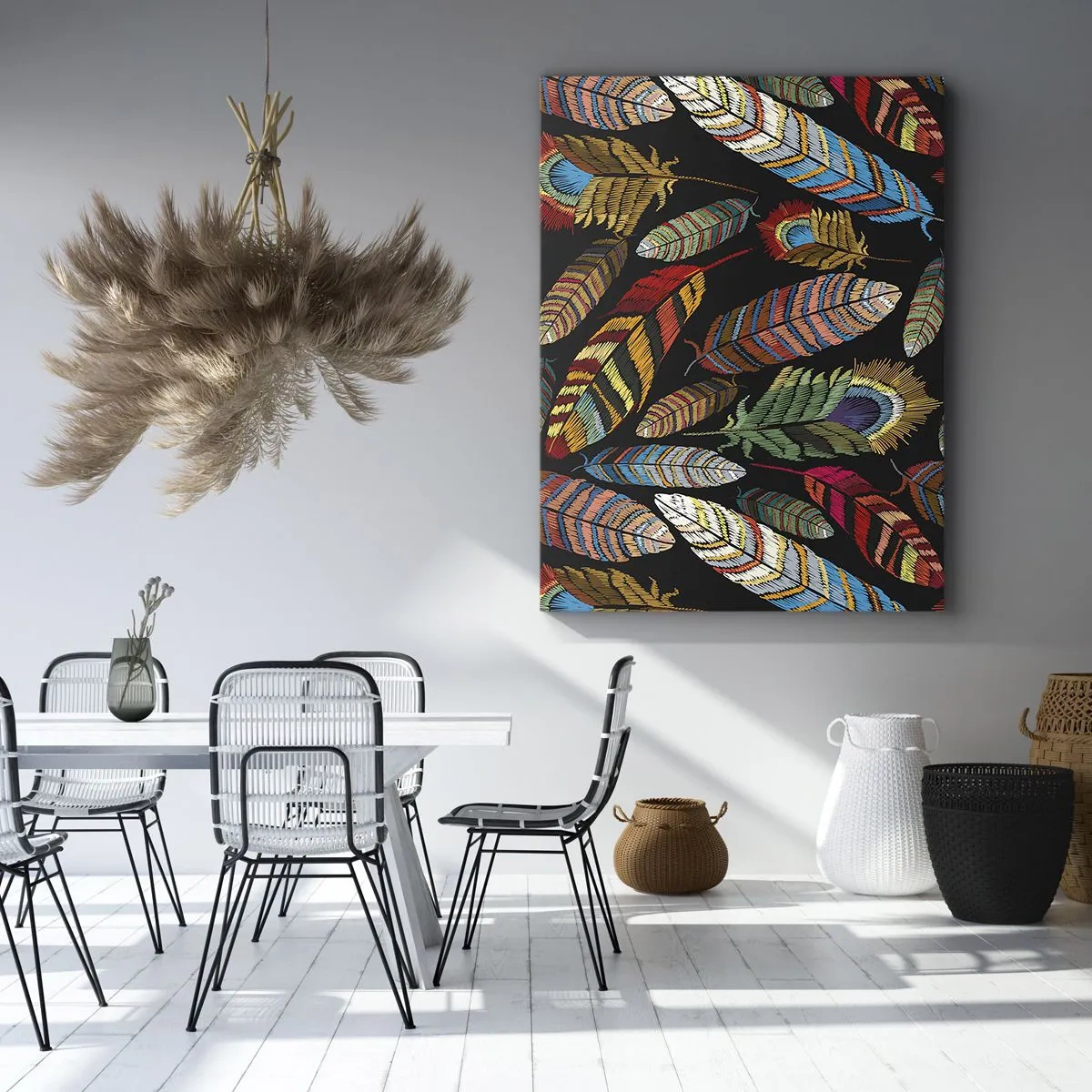 Lærredstryk - Billede på lærred - Fuglekarneval - 45x80 cm