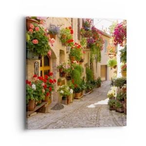 Lærredstryk - Billede på lærred - I en strøm af blomster - 40x40 cm