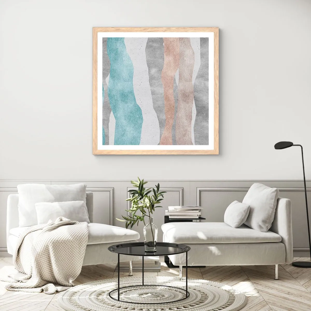 Plakat i ramme af lyst egetræ - En undersøgelse af intimitet - 50x50 cm