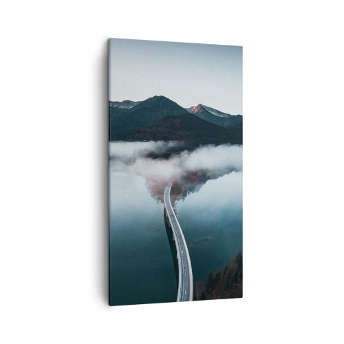 Lærredstryk - Billede på lærred - Over vand så glat som et spejl - 45x80 cm