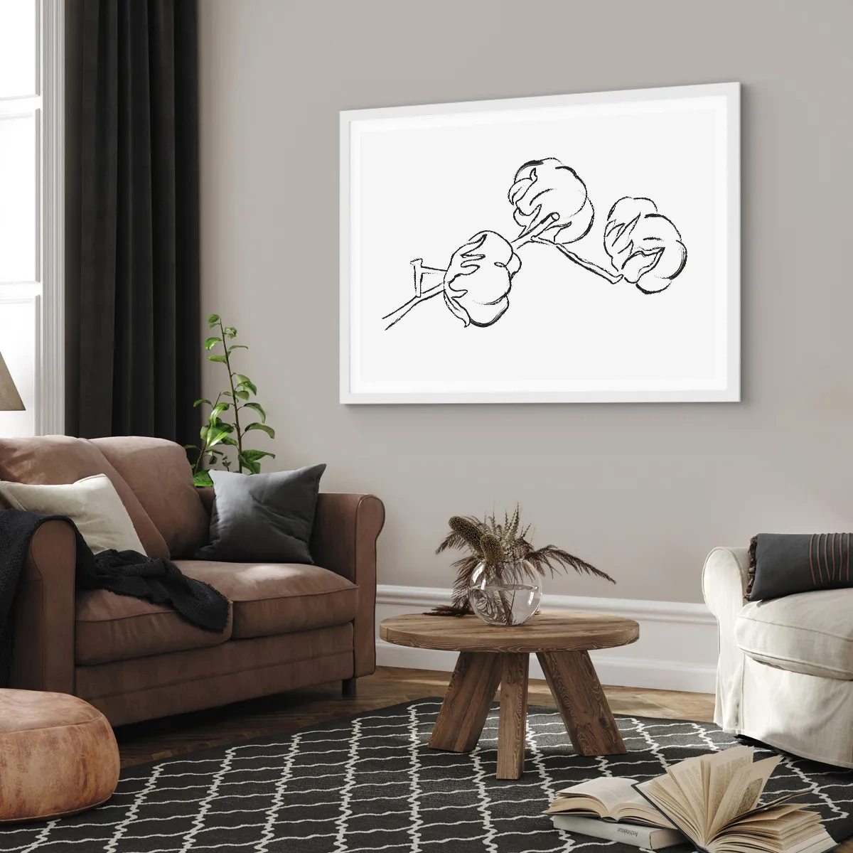 Plakat i hvid ramme - Bomuld ned - 50x40 cm