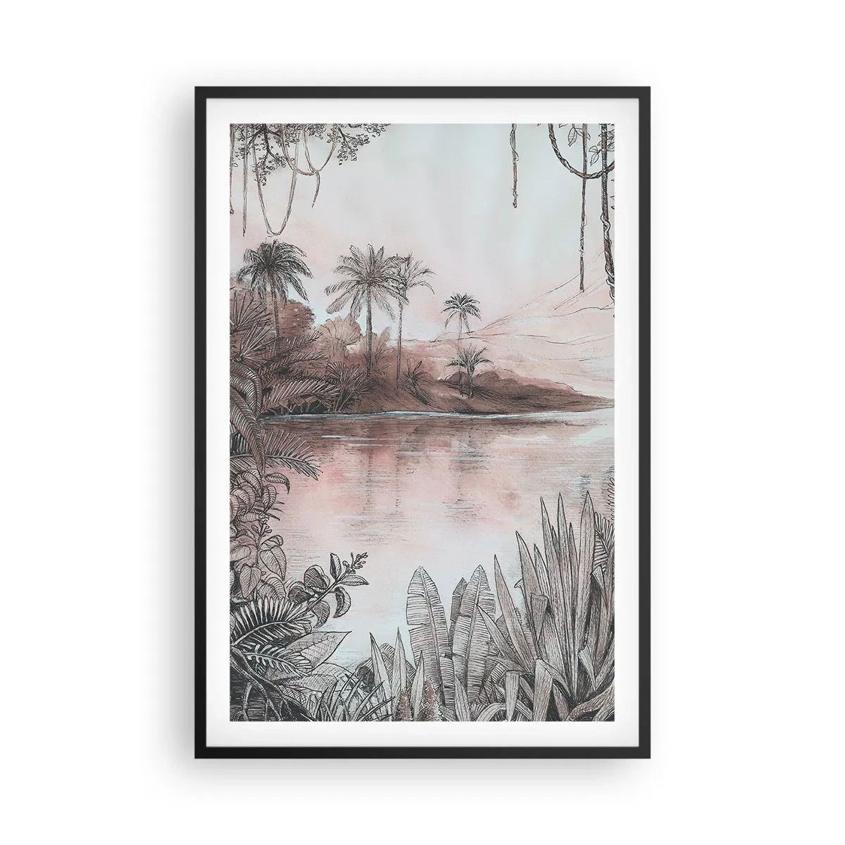 Plakat i sort ramme - En opdagelsesrejsendes dagbog fra det 19. århundrede - 61x91 cm