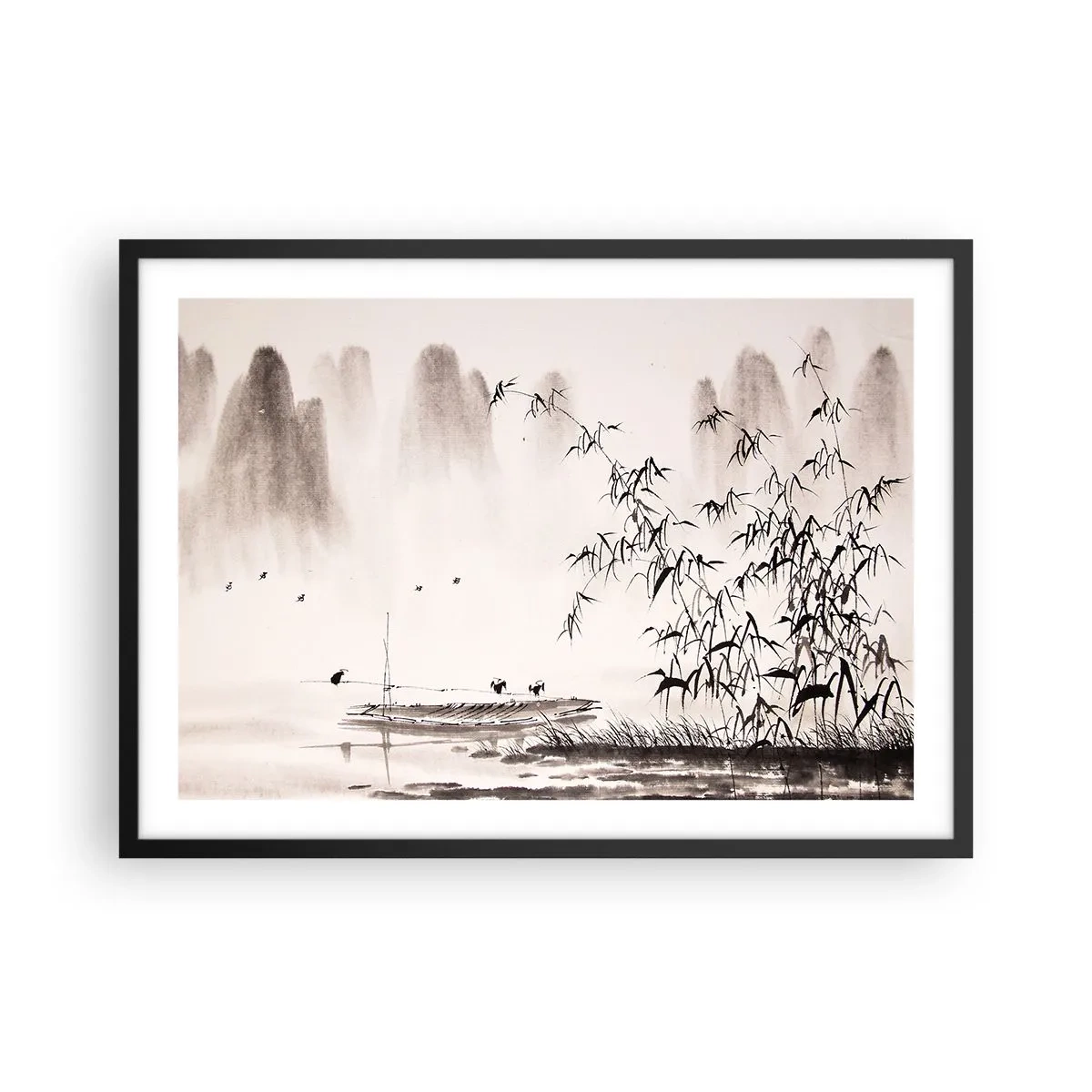 Plakat i sort ramme - Stilhed i rismarkerne - 70x50 cm