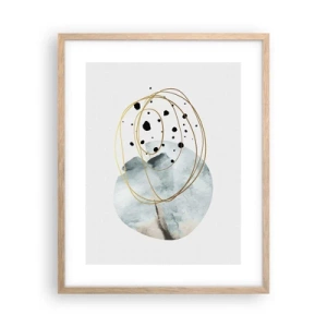 Plakat i ramme af lyst egetræ - I rummets favntag - 40x50 cm