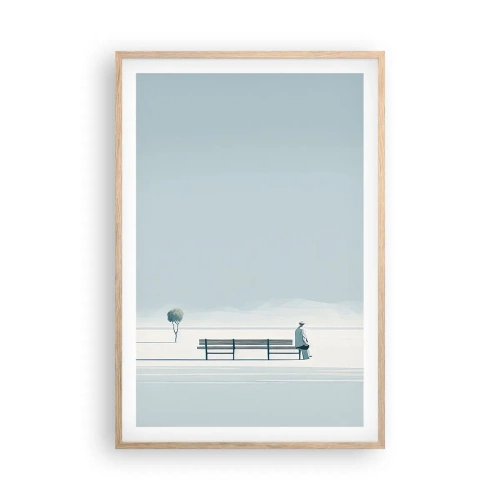 Plakat i ramme af lyst egetræ - Ja, jeg venter. - 61x91 cm