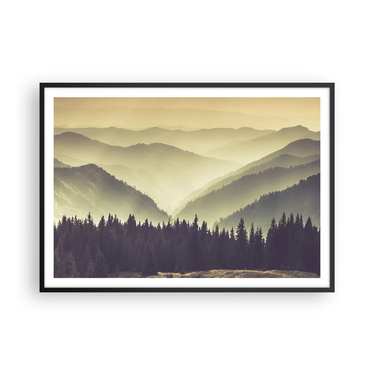 Plakat i sort ramme - Bag de syv bjerge... - 100x70 cm