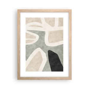 Plakat i ramme af lyst egetræ - Komposition med et sort tema - 30x40 cm