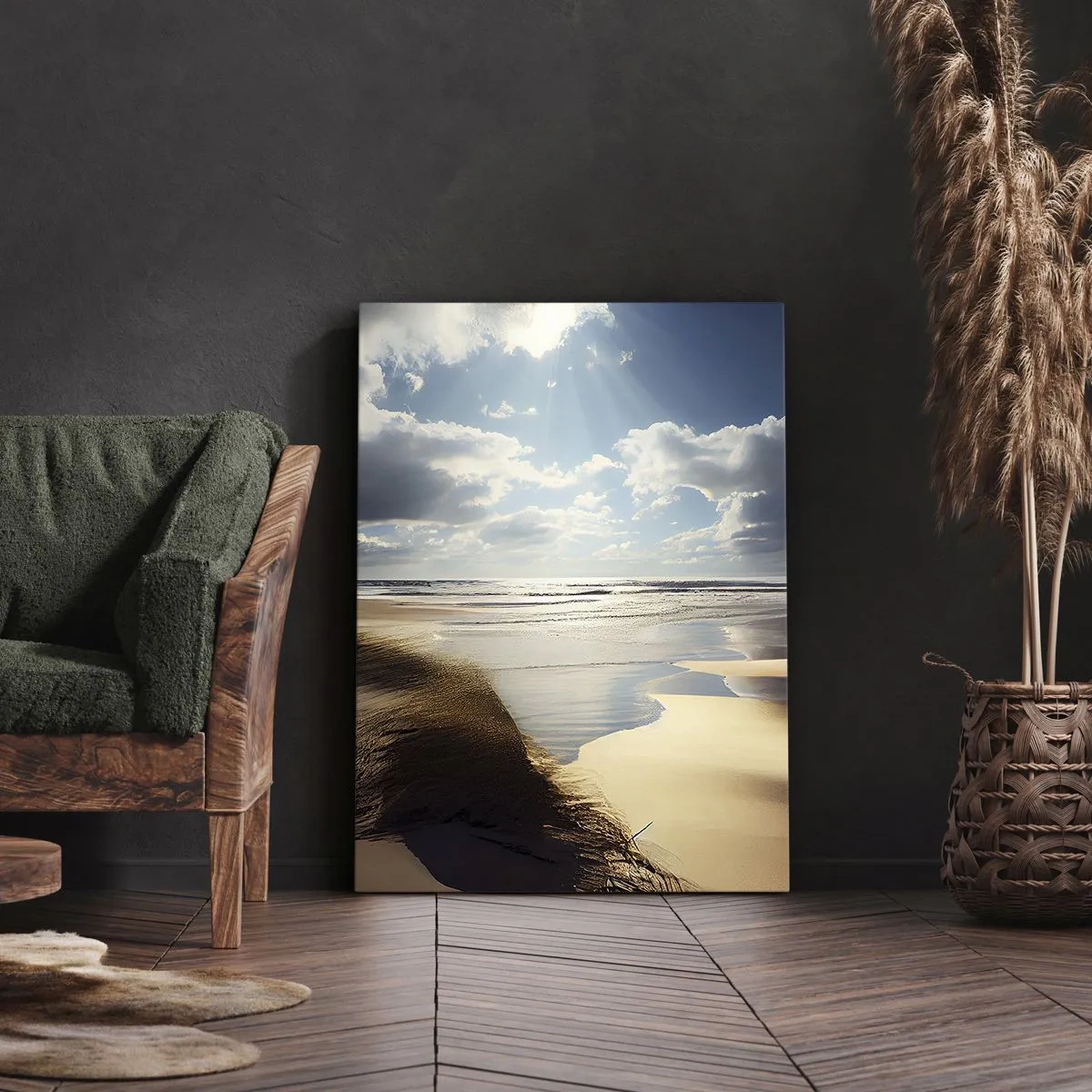 Lærredstryk - Billede på lærred - Strand, vild strand - 45x80 cm
