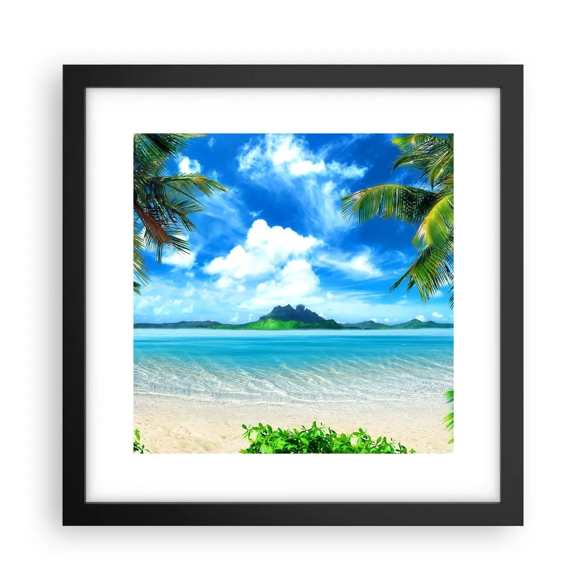 Plakat i sort ramme - Azur i troperne - 30x30 cm