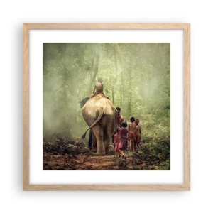 Plakat i ramme af lyst egetræ - Den nye Junglebog - 40x40 cm