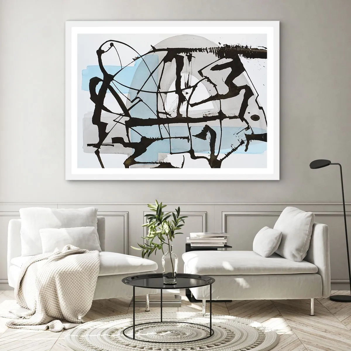 Plakat i hvid ramme - Ikke desto mindre blå - 100x70 cm