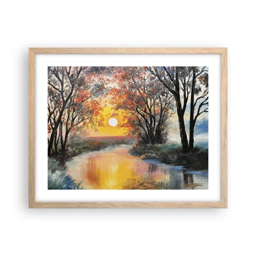 Plakat i ramme af lyst egetræ - Efterårs atmosfære - 50x40 cm