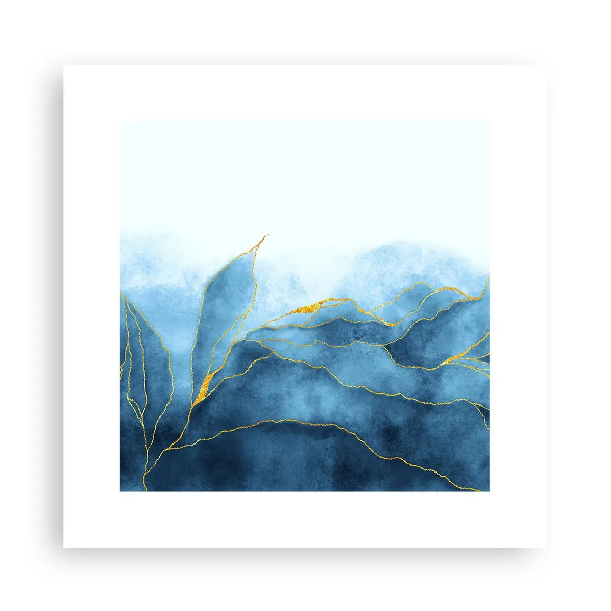 Plakat - Blå i guld - 30x30 cm