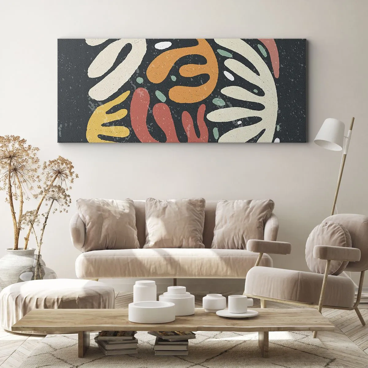Lærredstryk - Billede på lærred - Komposition - jeg er ved at fange dig - 100x40 cm