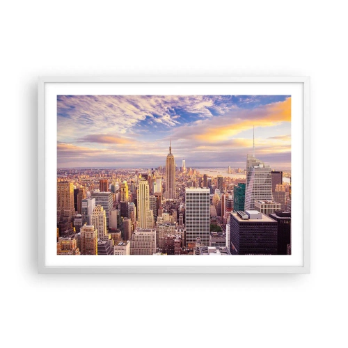 Plakat i hvid ramme - Ræk ud efter skyerne selv - 70x50 cm