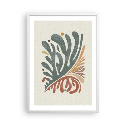Plakat i hvid ramme - Flerfarvet blad - 50x70 cm