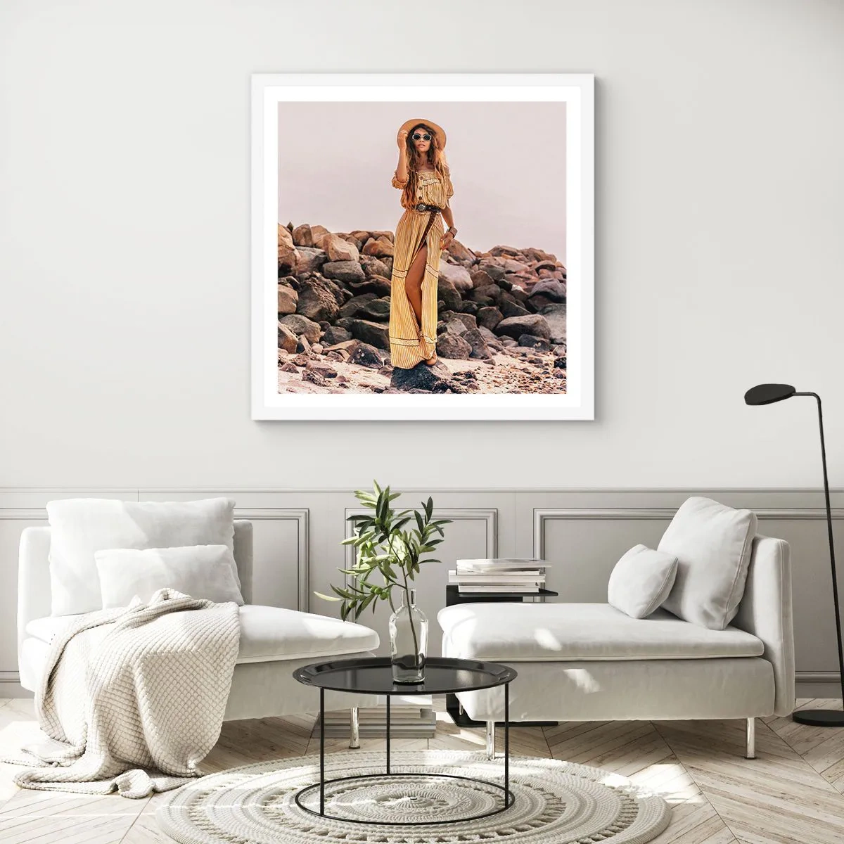 Plakat i hvid ramme - Magien ved sten - 60x60 cm