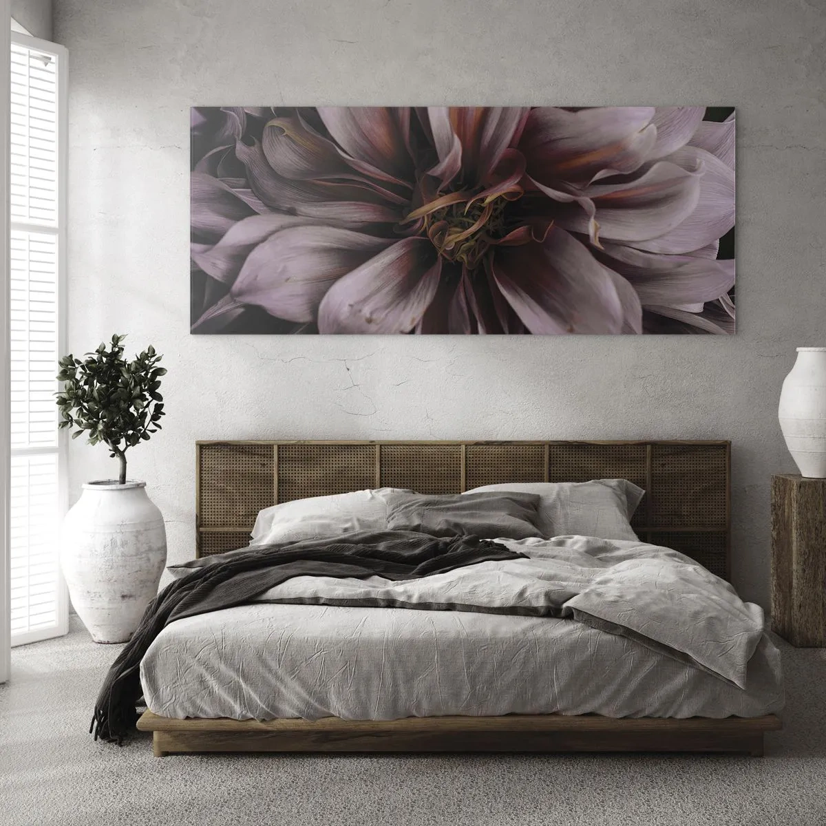 Billede på glas - Blomstret hjerte - 120x50 cm