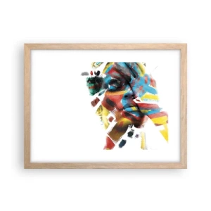 Plakat i ramme af lyst egetræ - Farverig personlighed - 40x30 cm