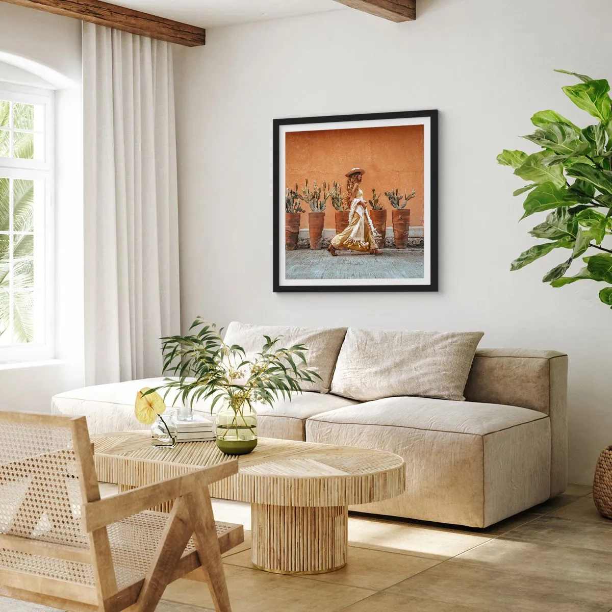 Plakat i sort ramme - I en hippieagtig stil - 30x30 cm