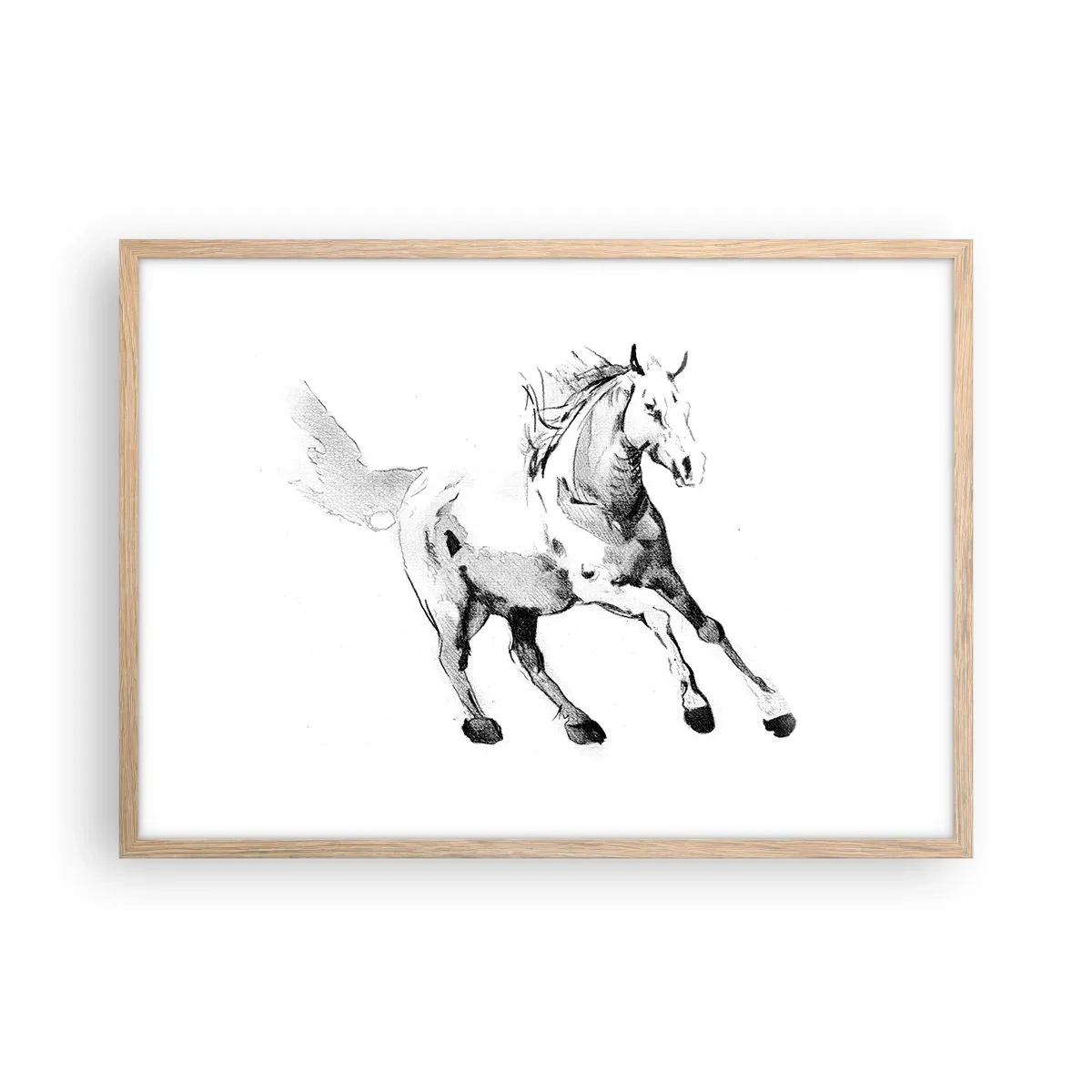 Plakat i ramme af lyst egetræ - Utæmmet sjæl - 70x50 cm