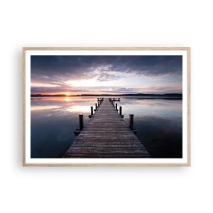 Plakat i ramme af lyst egetræ - Den tavse grænse mellem dag og nat - 100x70 cm