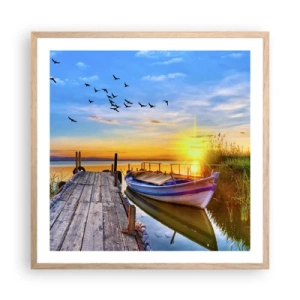 Plakat i ramme af lyst egetræ - Farvel, indtil i morgen - 60x60 cm