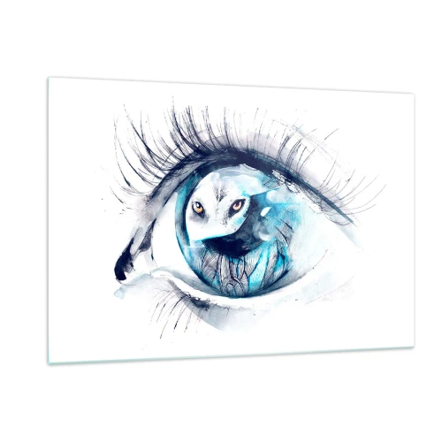 Billede på glas - Øje mod øje med vildskab - 120x80 cm
