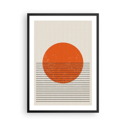 Plakat i sort ramme - En minimalistisk solnedgang i geometrisk form - 50x70cm - Altid solen - Moderne vægdekoration til stue og soveværelse ARTTOR